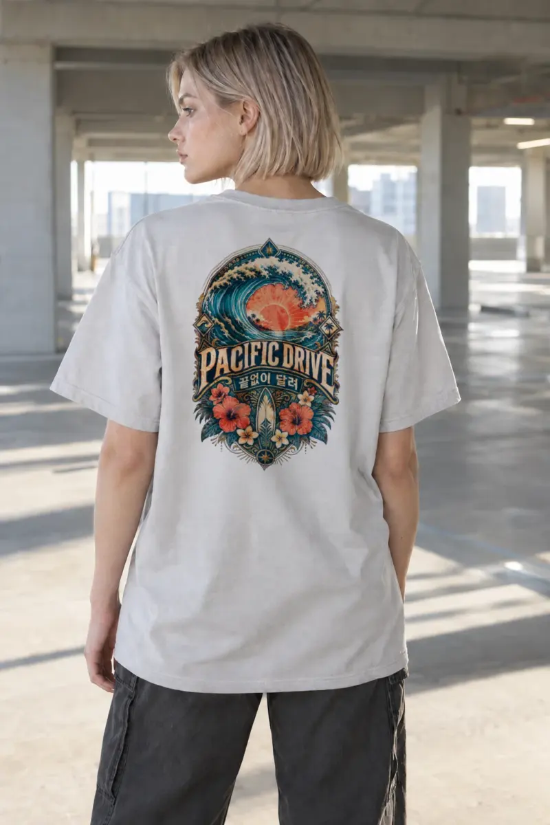 “Pacific Drive” Heavyweight Unisex Crewneck T-shirt | Gildan 5000