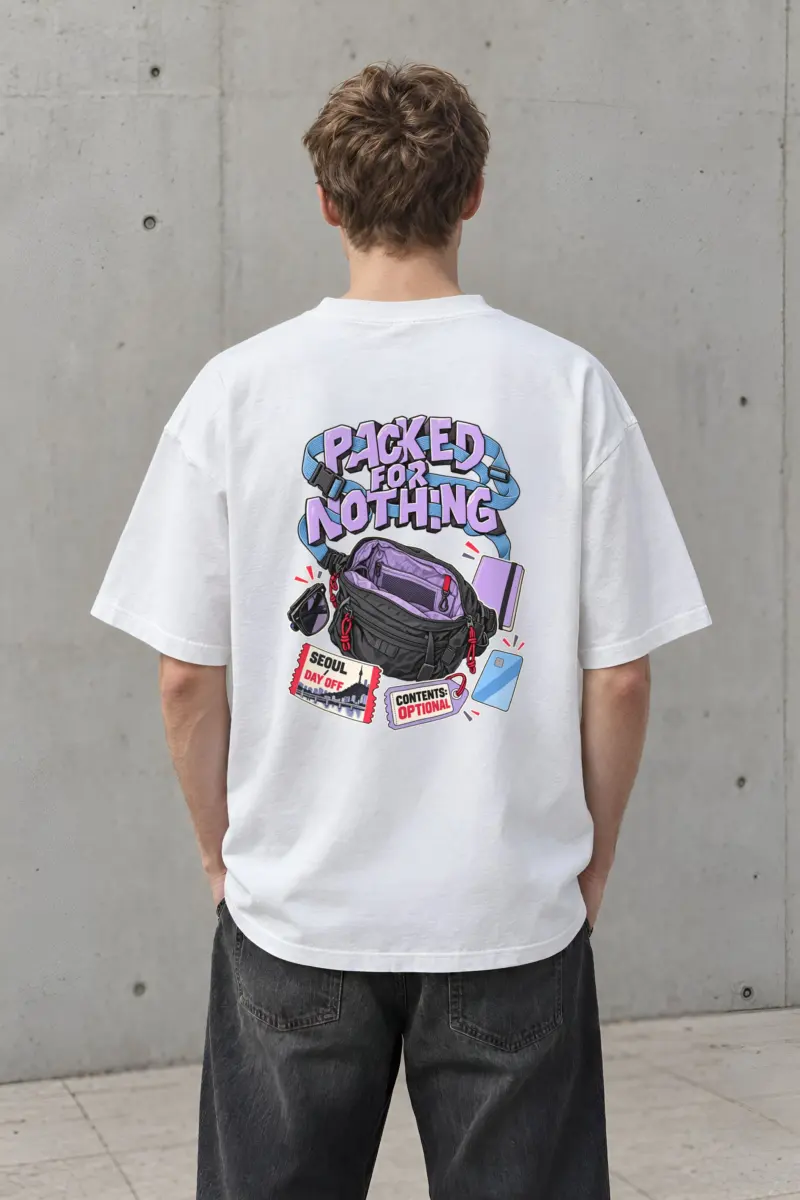 "Packed For Nothing" Men's Oversized Heavyweight Crewneck T-Shirt