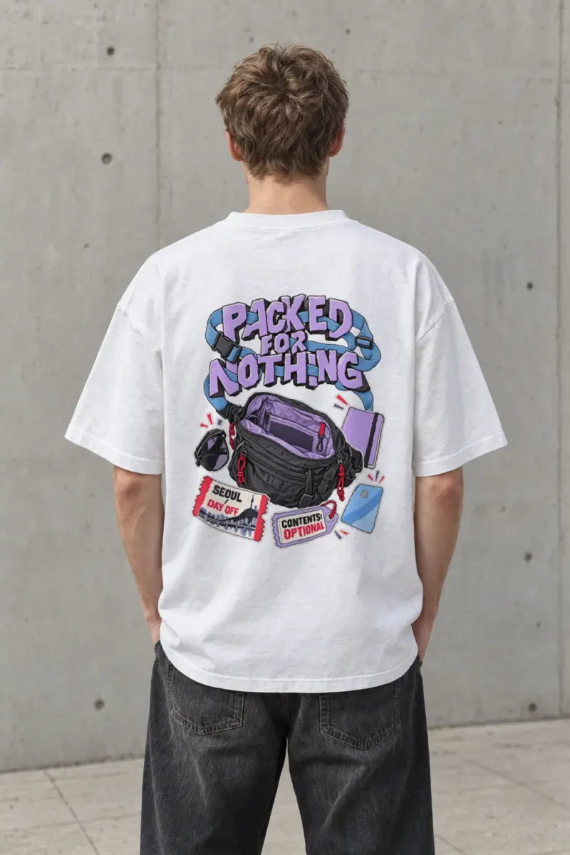 "Packed For Nothing" Men's Oversized Heavyweight Crewneck T-Shirt