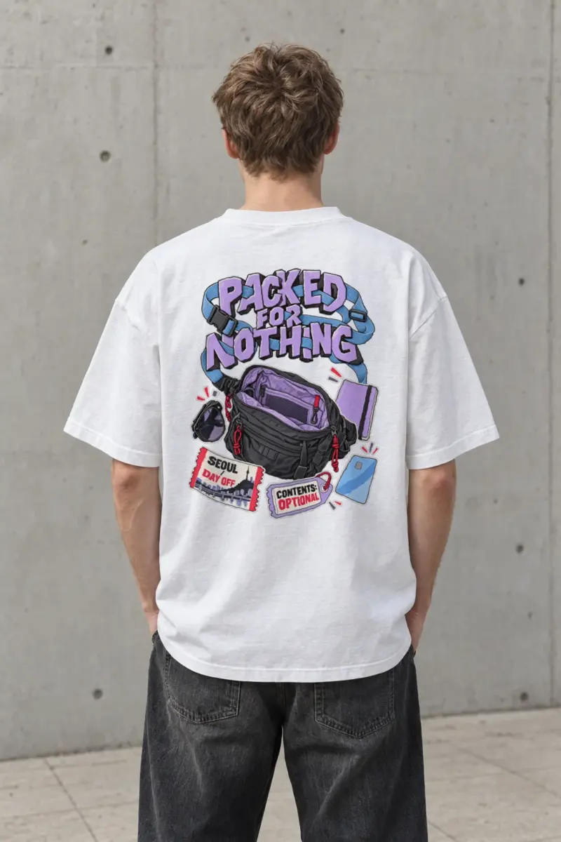 "Packed For Nothing" Men's Oversized Heavyweight Crewneck T-Shirt