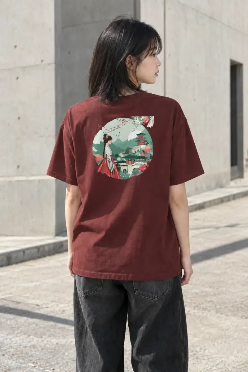 “Pagoda Mountain Muse” Heavyweight Unisex Crewneck T-shirt | Gildan 5000
