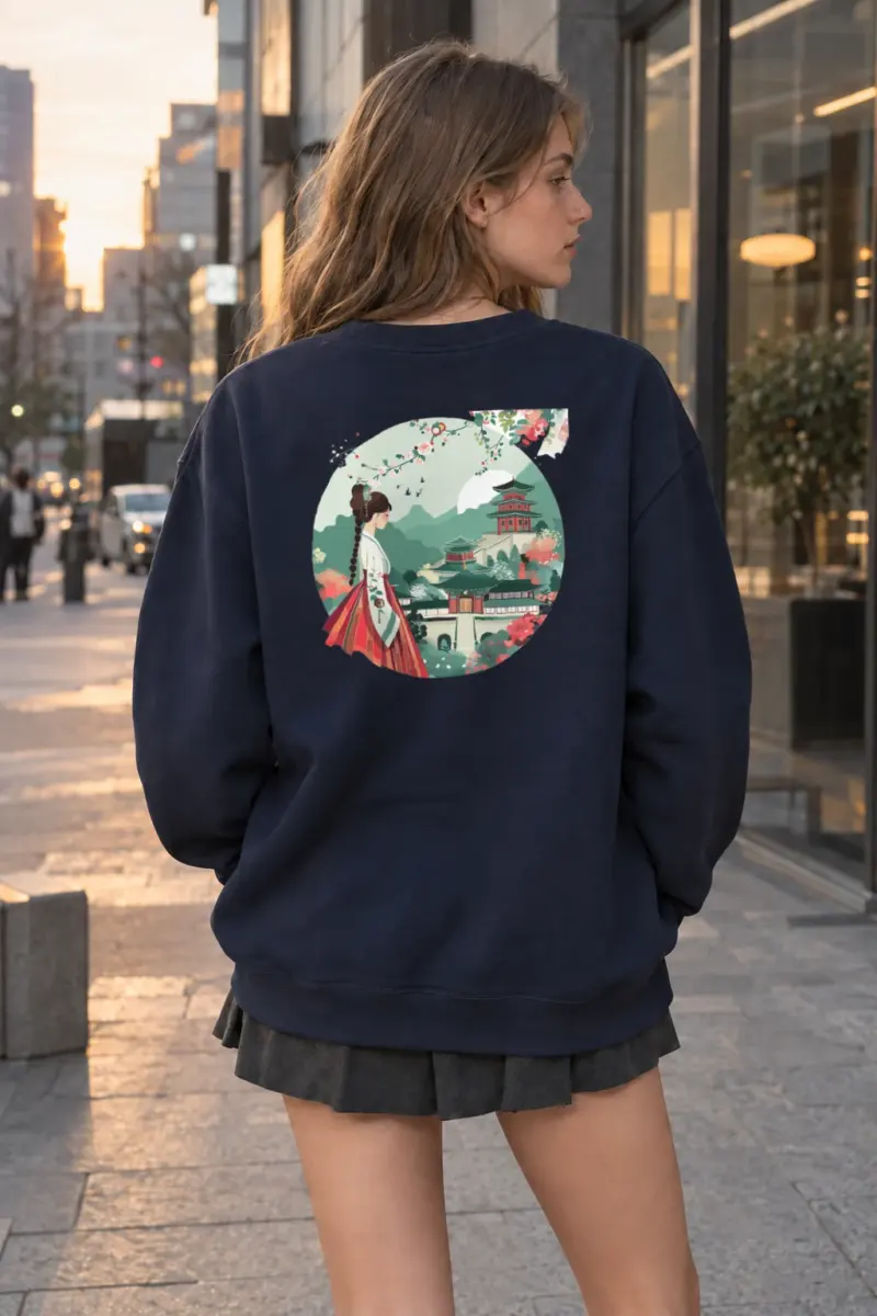 “Pagoda Mountain Reverie” Heavy Blend Unisex Crewneck Sweatshirt | Gildan 18000