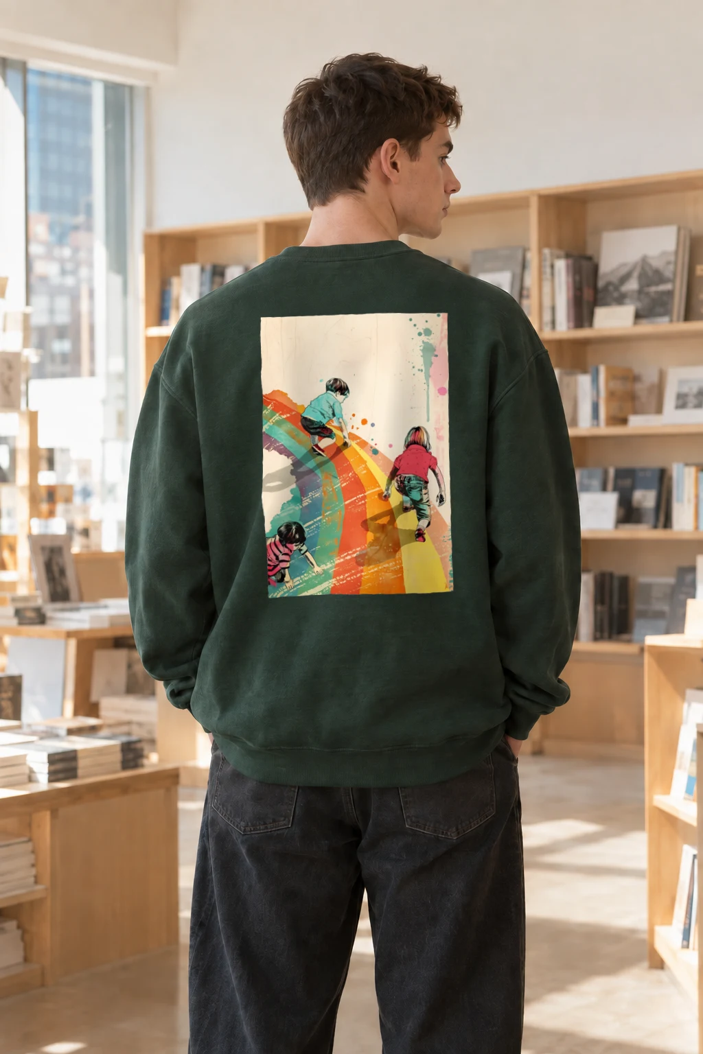 "Painted Stripe Run" Heavy Blend Unisex Crewneck Sweatshirt | Gildan 18000