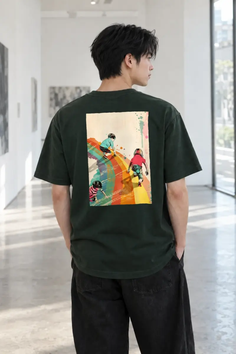 "Painted Stripe Run" Heavyweight Unisex Crewneck T-shirt | Gildan 5000