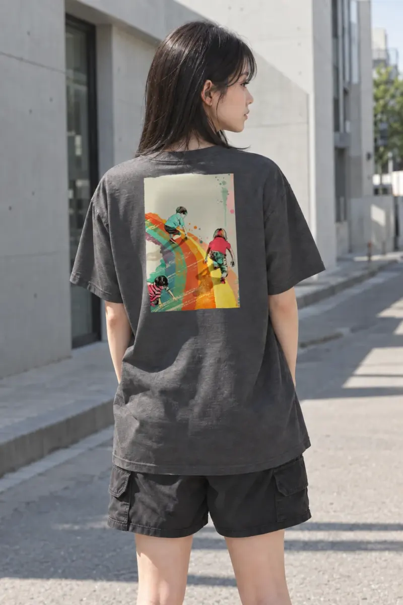“Painted Stripe Run” Heavyweight Unisex Crewneck T-shirt | Gildan 5000