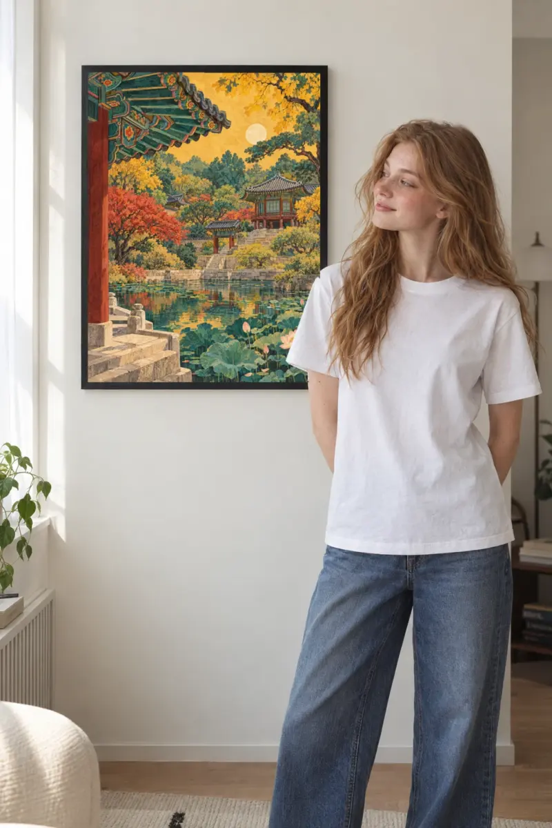 “Palace & Lotus Pond” Premium Wooden Framed Poster