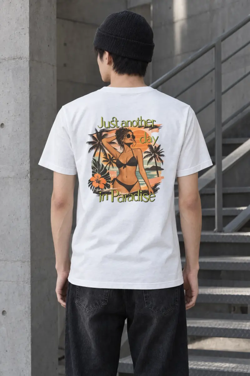 "Paradise Day" Heavyweight Unisex Crewneck T-shirt