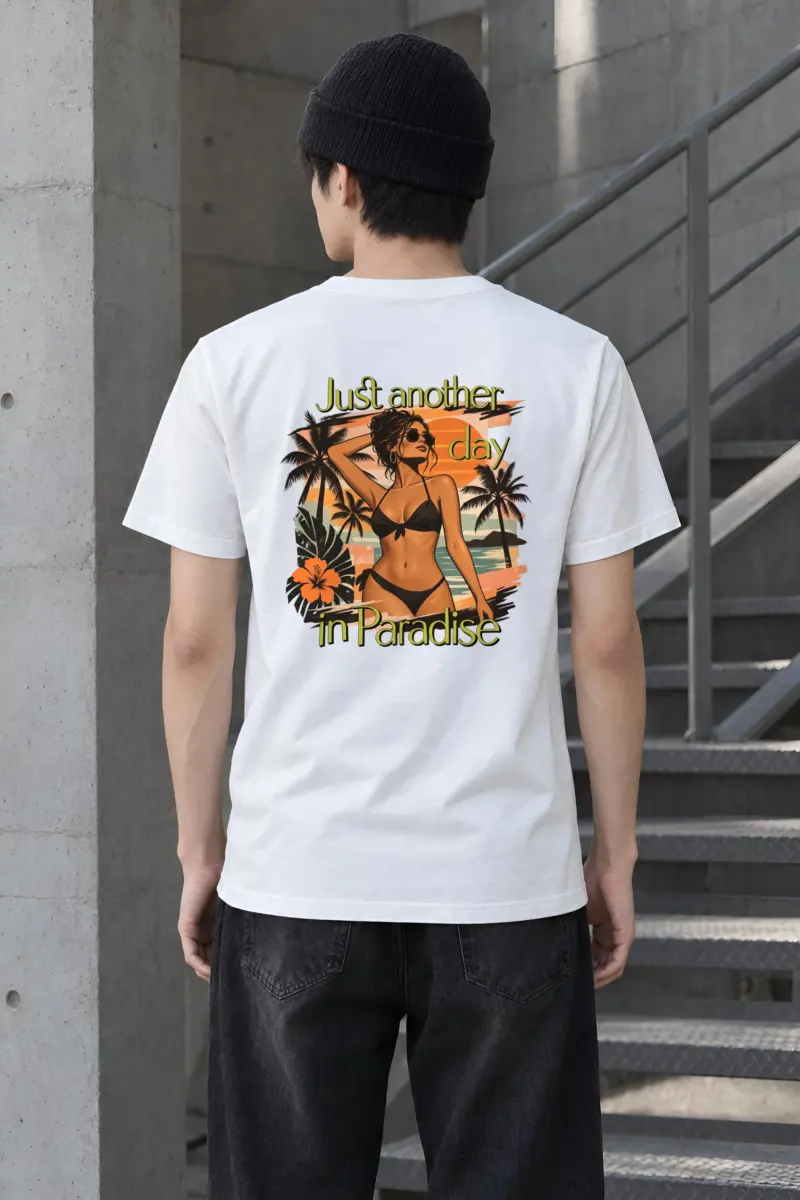 "Paradise Day" Heavyweight Unisex Crewneck T-shirt