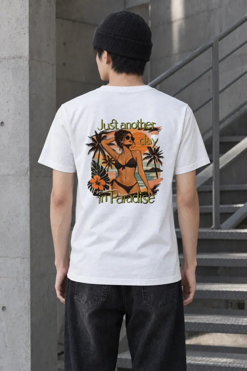 "Paradise Day" Heavyweight Unisex Crewneck T-shirt
