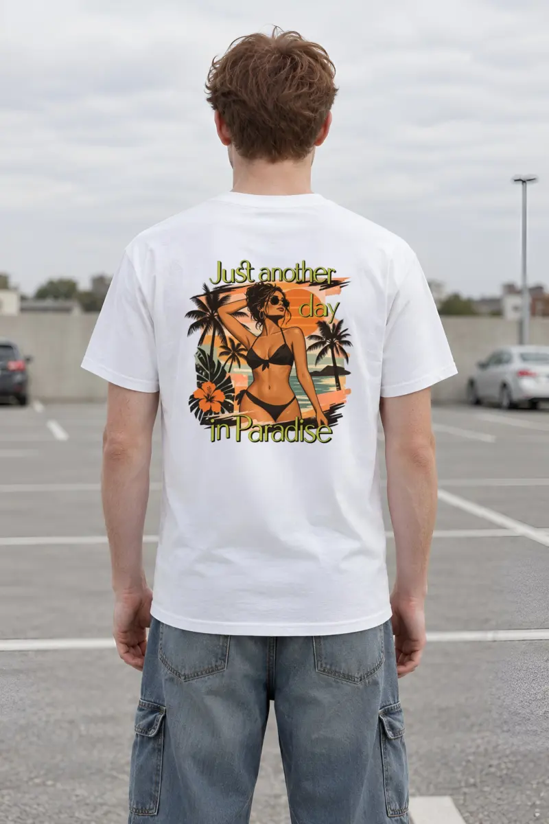 "Paradise Day" Heavyweight Unisex Crewneck T-shirt