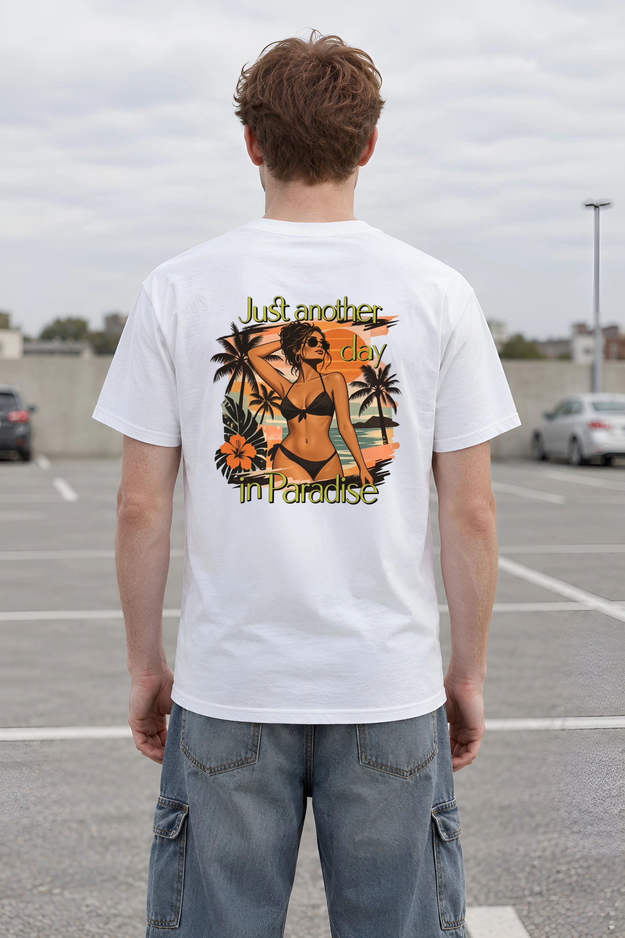 "Paradise Day" Heavyweight Unisex Crewneck T-shirt