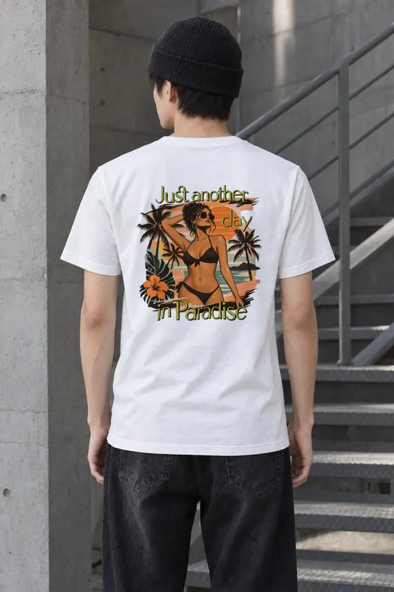 "Paradise Day" Heavyweight Unisex Crewneck T-shirt