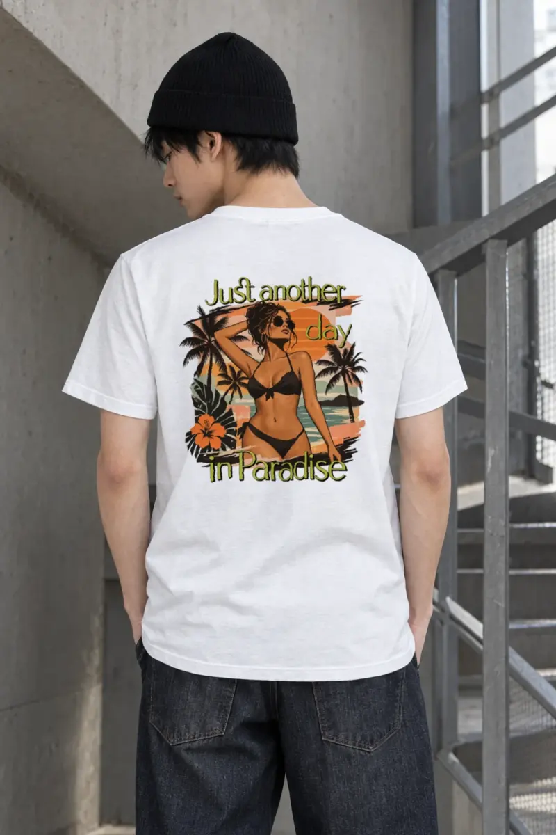 "Paradise Day" Heavyweight Unisex Crewneck T-shirt | Gildan 5000
