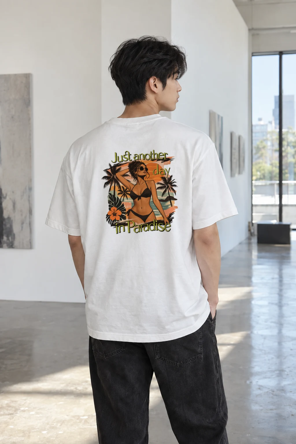 "Paradise Day" Heavyweight Unisex Crewneck T-shirt | Gildan 5000