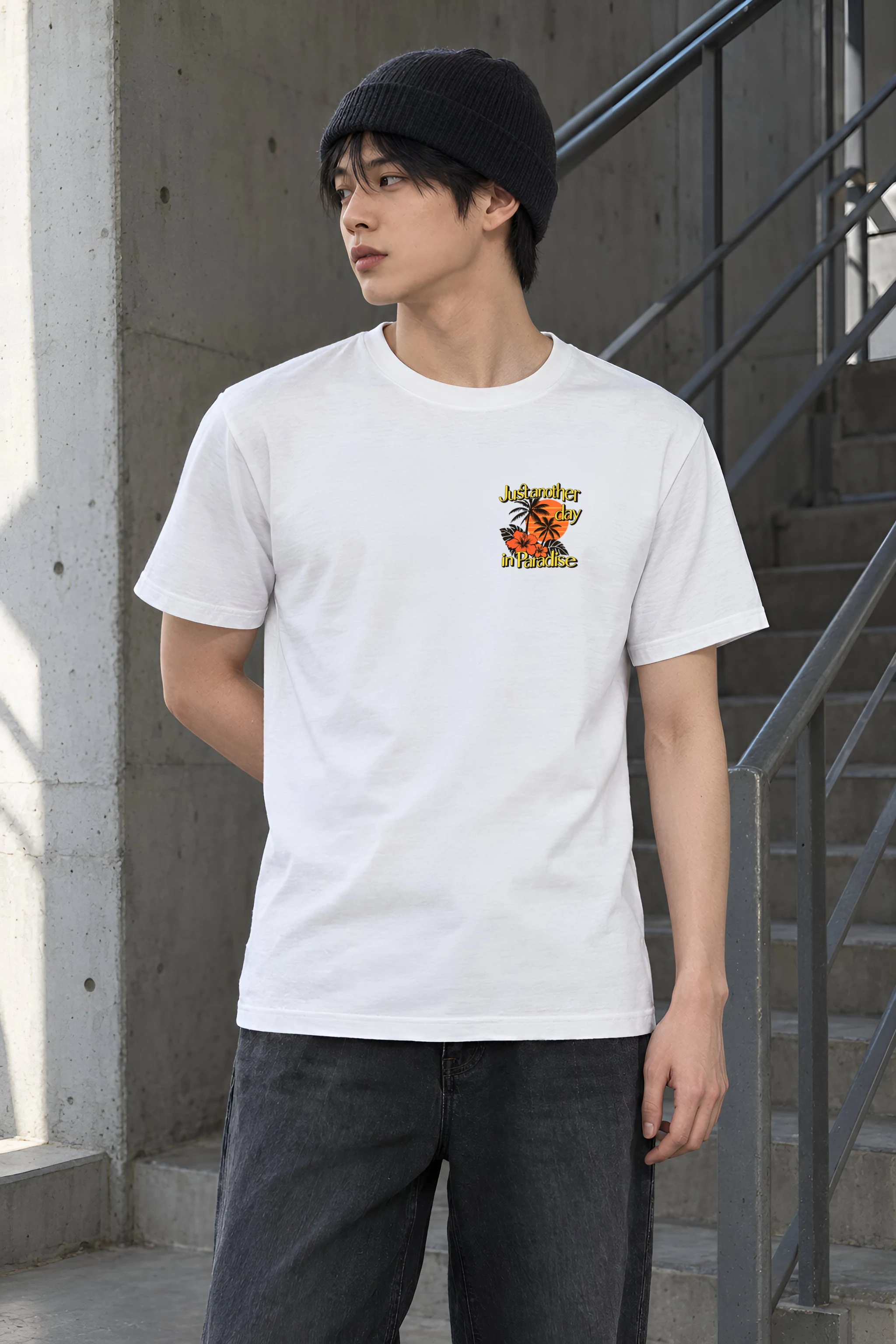 "Paradise Day" Heavyweight Unisex Crewneck T-shirt