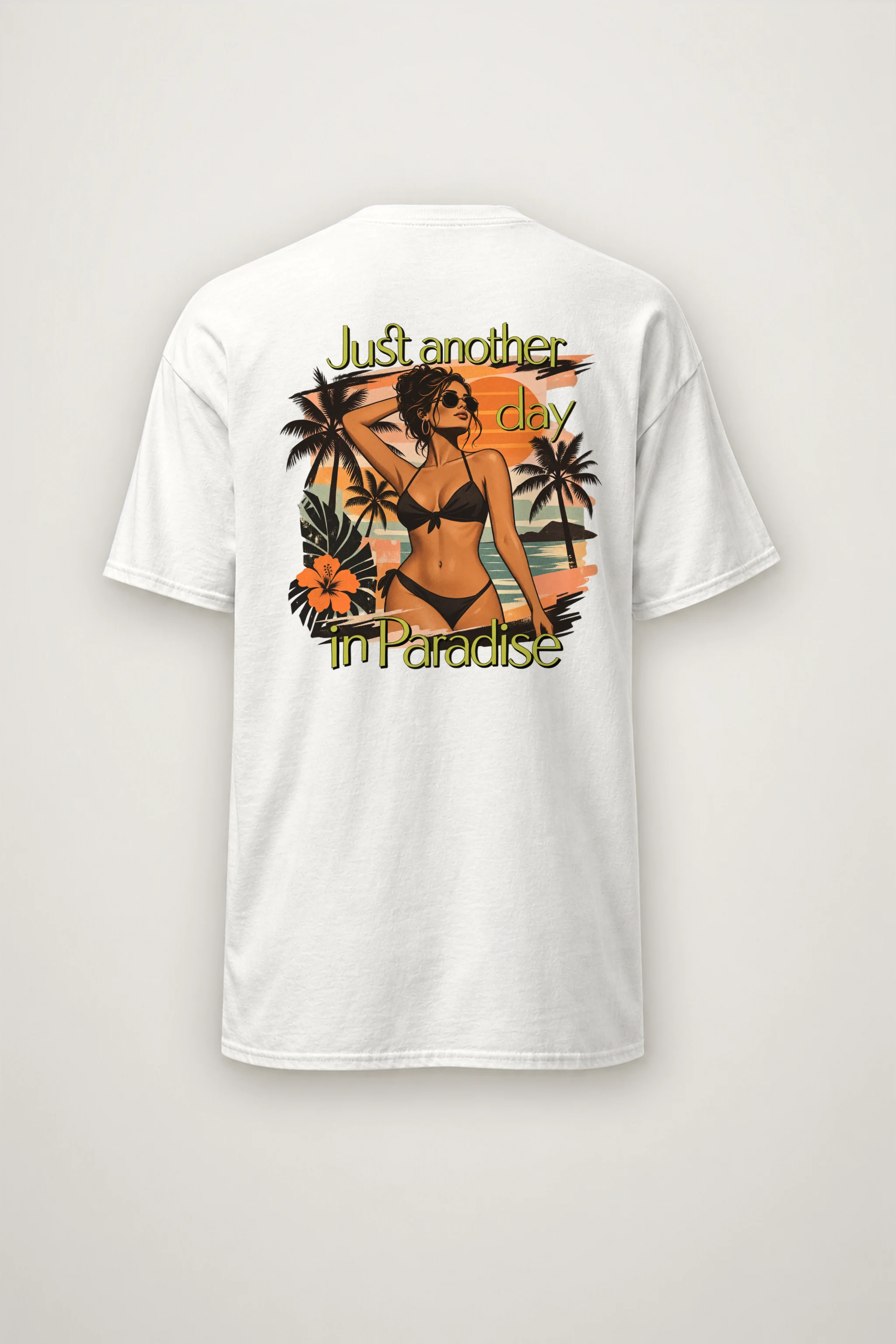 "Paradise Day" Heavyweight Unisex Crewneck T-shirt