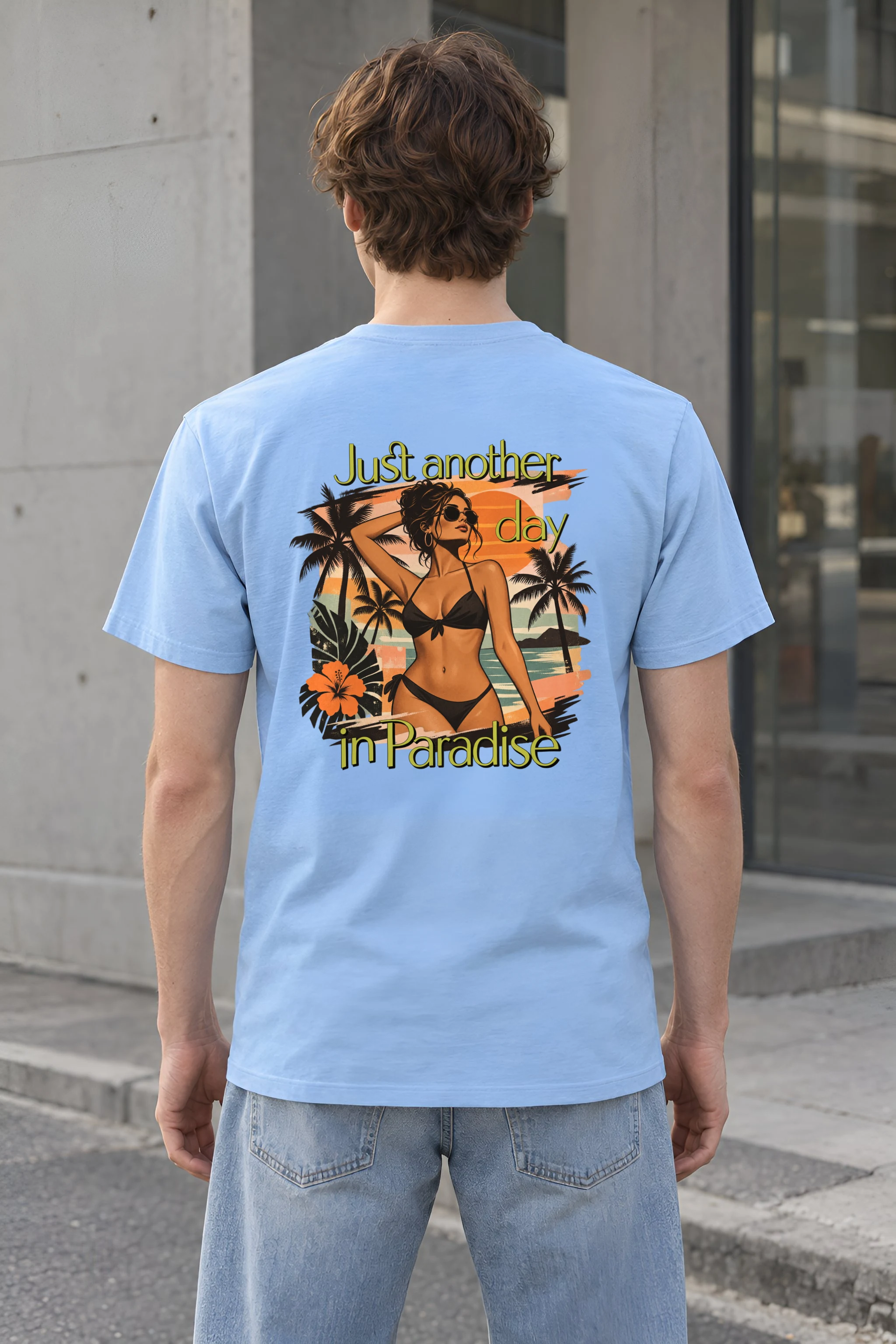 "Paradise Day" Heavyweight Unisex Crewneck T-shirt