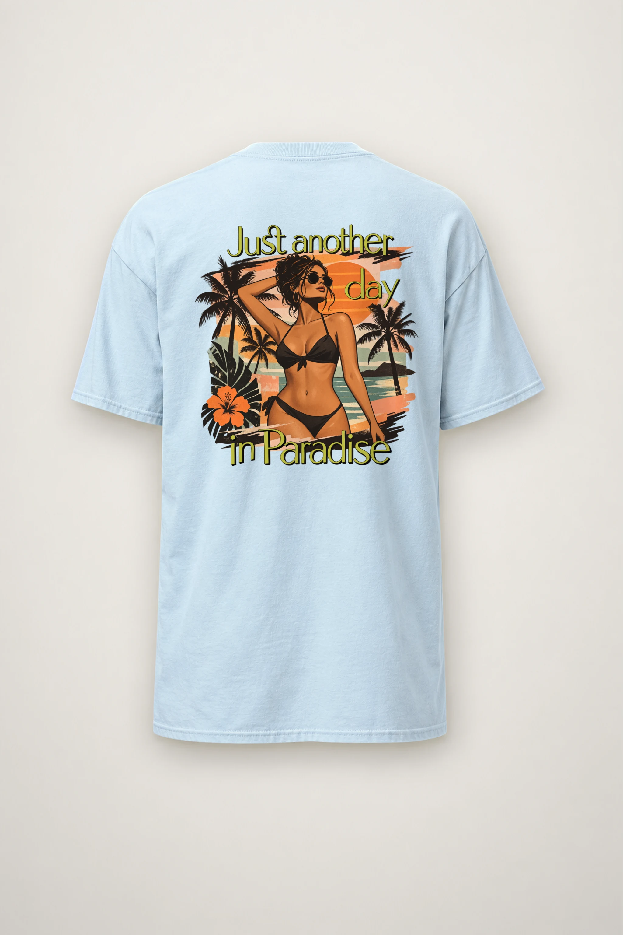 "Paradise Day" Heavyweight Unisex Crewneck T-shirt