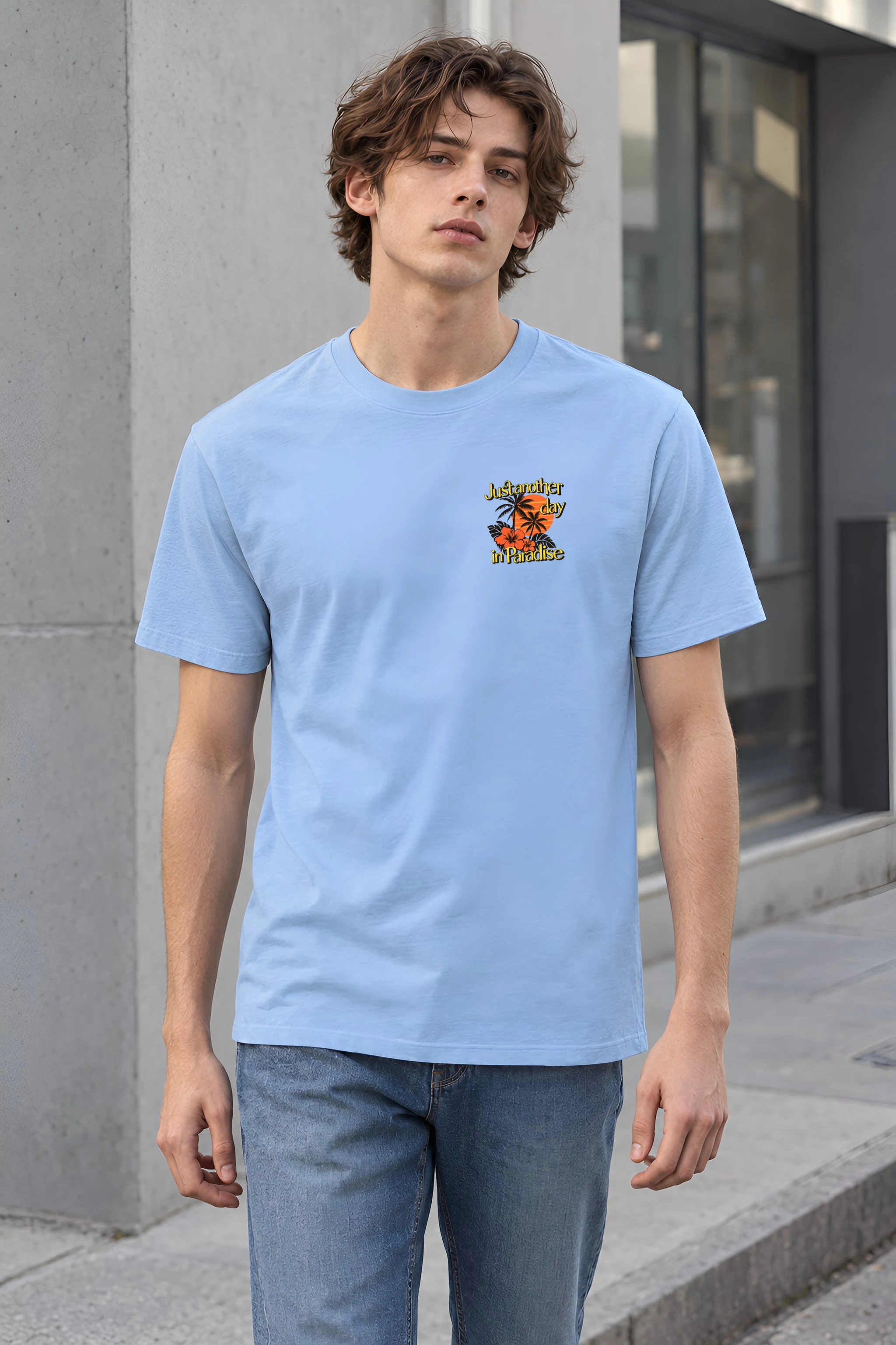 "Paradise Day" Heavyweight Unisex Crewneck T-shirt
