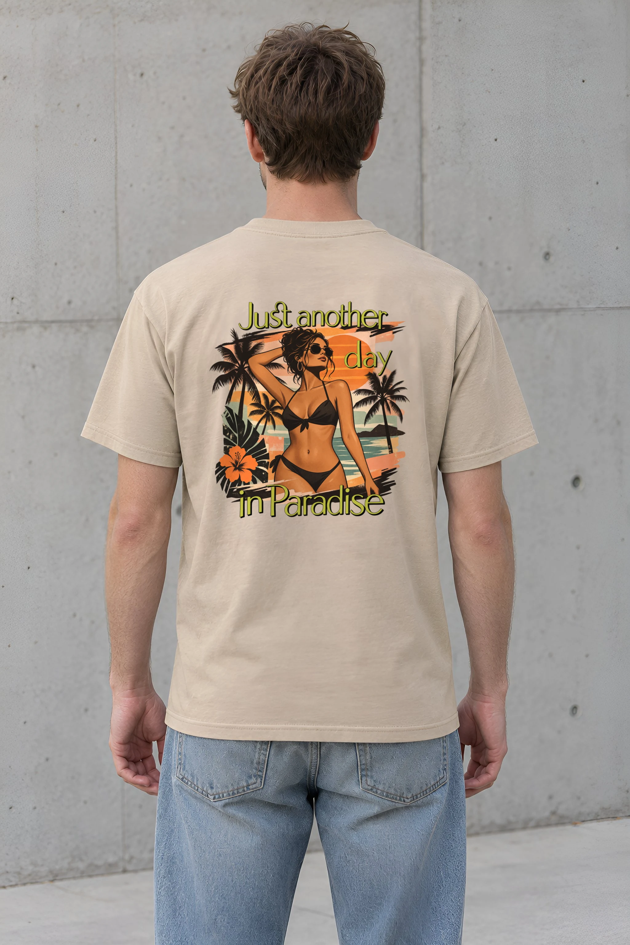 "Paradise Day" Heavyweight Unisex Crewneck T-shirt