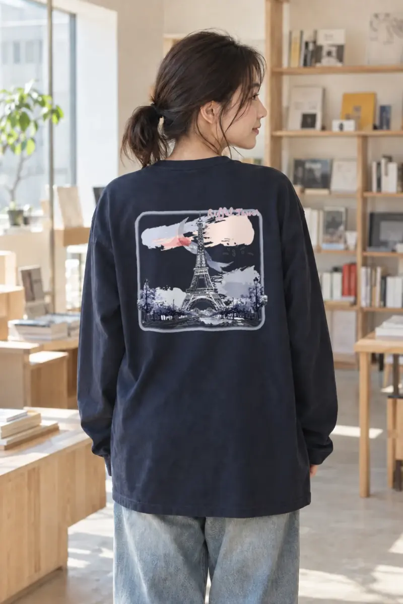 "Paris Avenue Watercolor" Unisex Longsleeve T-shirt | Gildan 2400