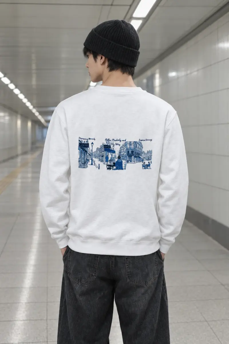 "Paris Café Sketch" Heavy Blend Unisex Crewneck Sweatshirt