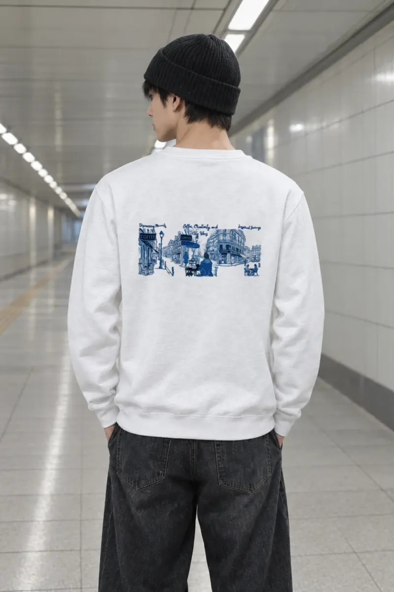 "Paris Café Sketch" Heavy Blend Unisex Crewneck Sweatshirt | Gildan 18000