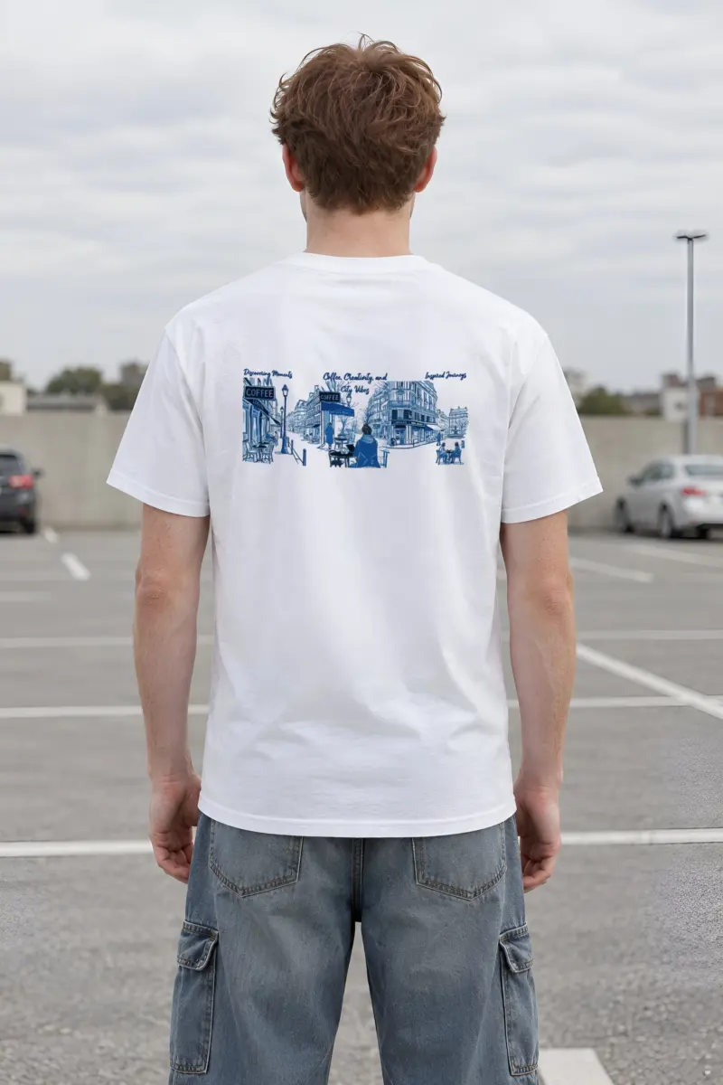 "Paris Café Sketch" Heavyweight Unisex Crewneck T-shirt