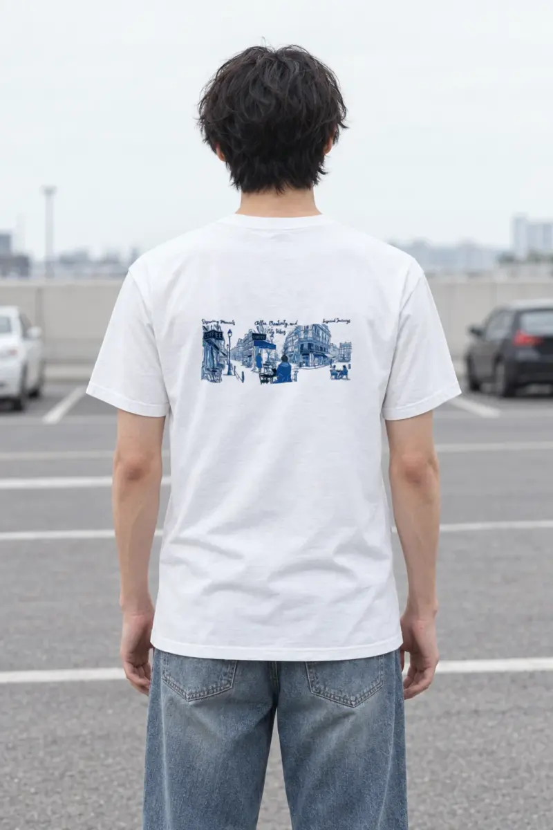 "Paris Café Sketch" Heavyweight Unisex Crewneck T-shirt