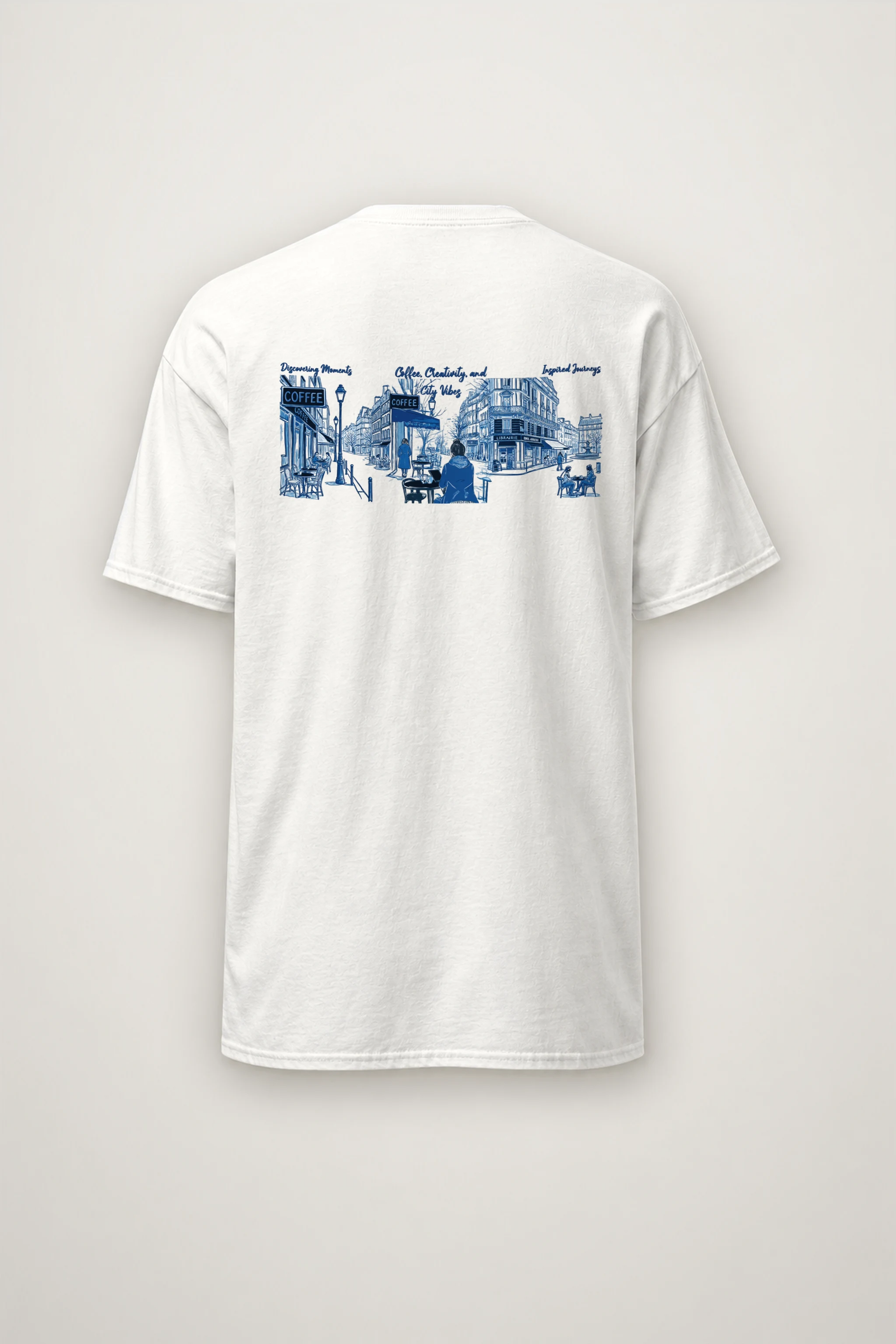 "Paris Café Sketch" Heavyweight Unisex Crewneck T-shirt