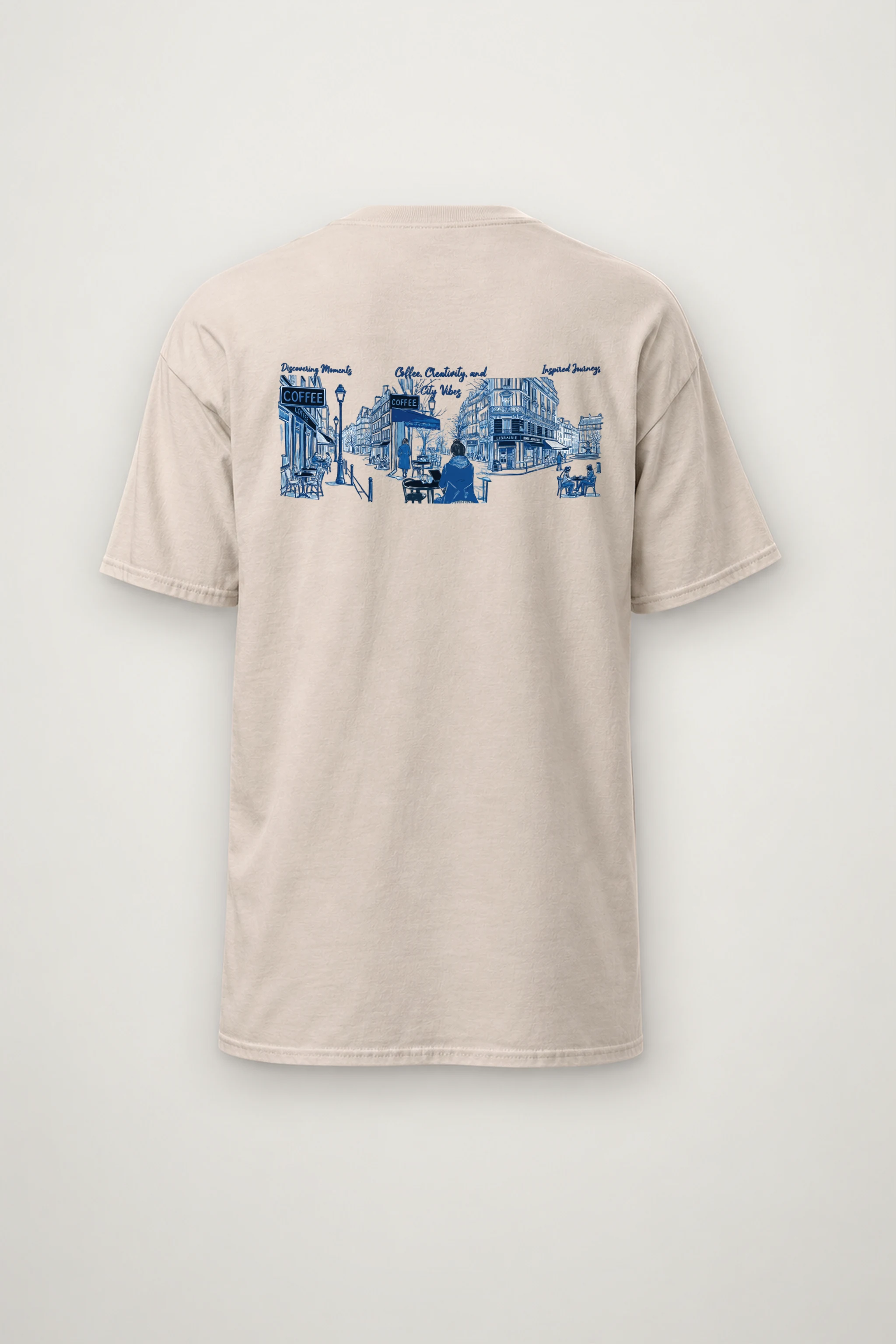 "Paris Café Sketch" Heavyweight Unisex Crewneck T-shirt