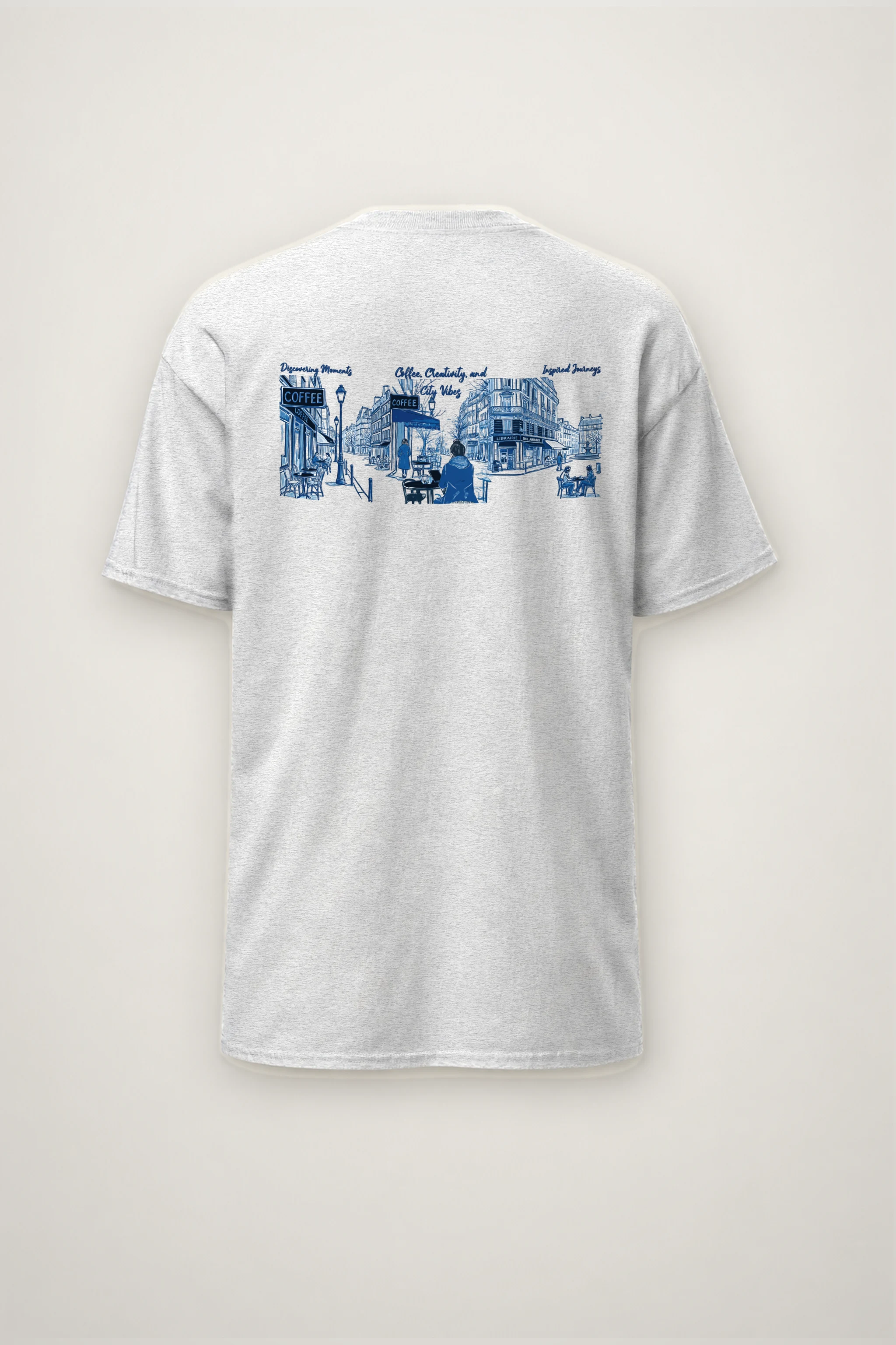 "Paris Café Sketch" Heavyweight Unisex Crewneck T-shirt