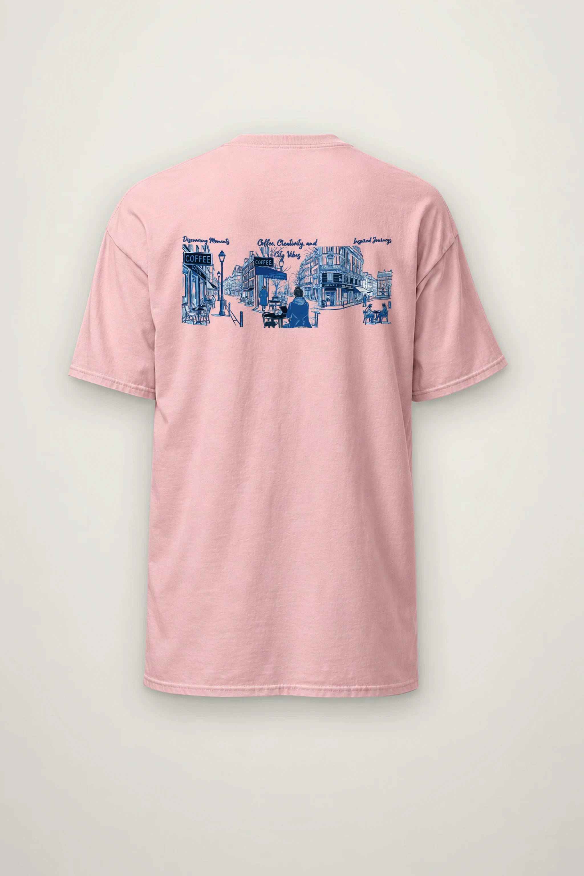 "Paris Café Sketch" Heavyweight Unisex Crewneck T-shirt