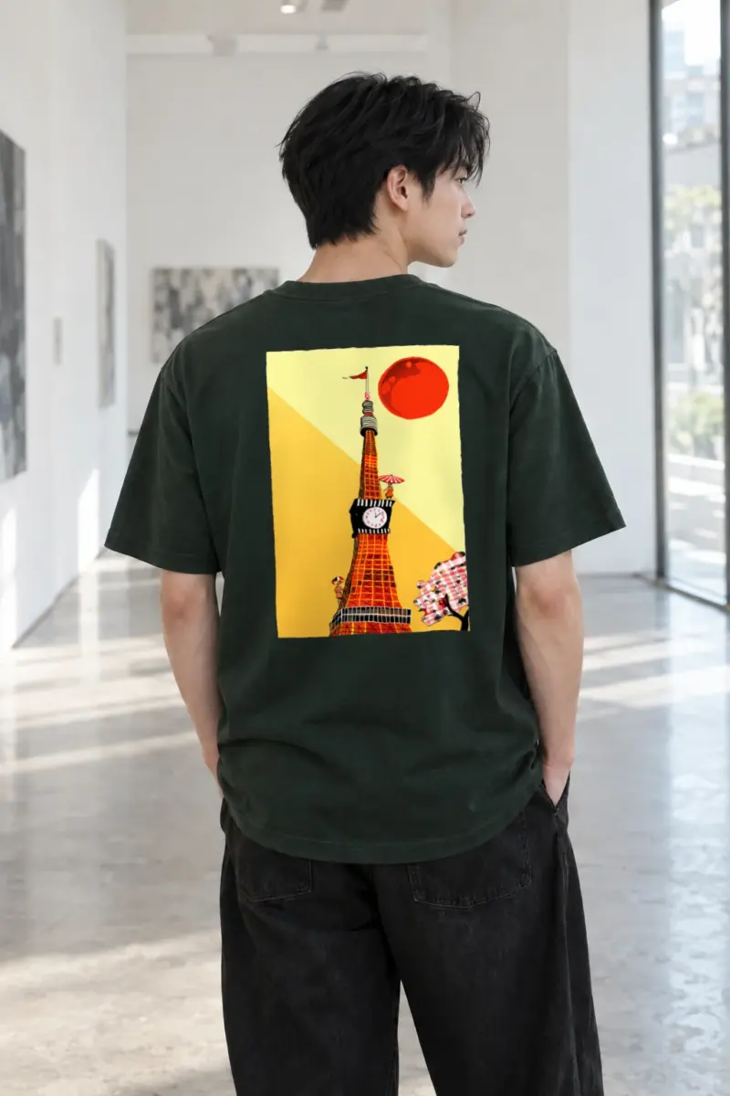"Paris Clock Tower" Heavyweight Unisex Crewneck T-shirt | Gildan 5000