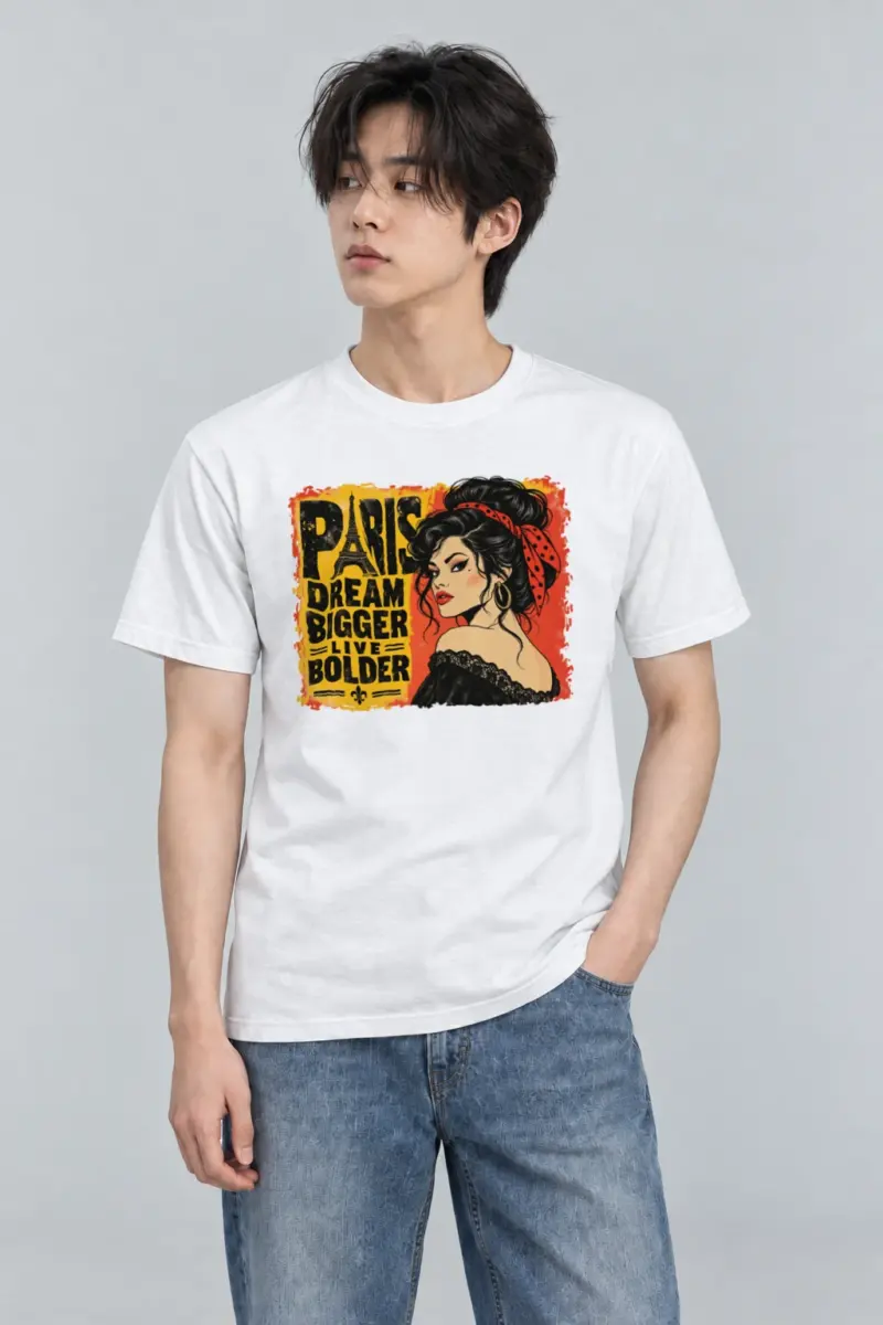 "Paris Dream Bigger" Heavyweight Unisex Crewneck T-shirt