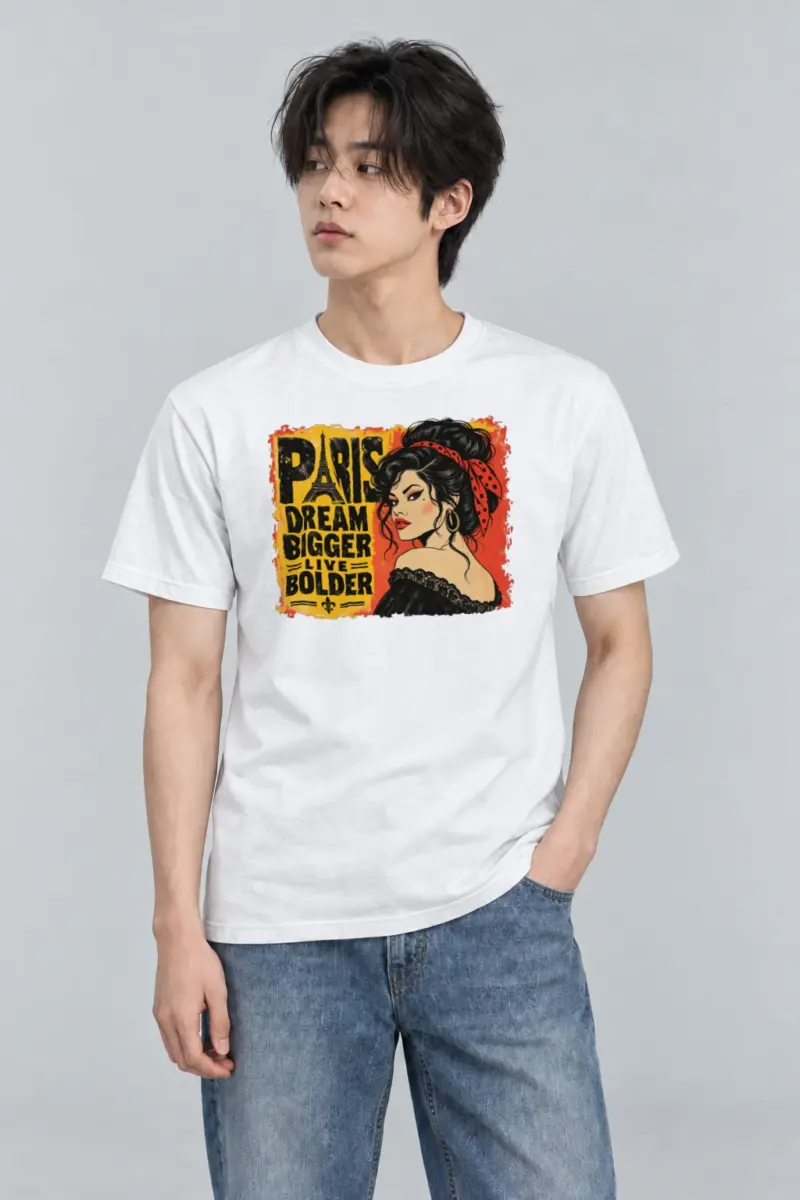 "Paris Dream Bigger" Heavyweight Unisex Crewneck T-shirt