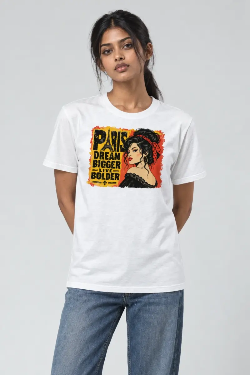 "Paris Dream Bigger" Heavyweight Unisex Crewneck T-shirt | Gildan 5000