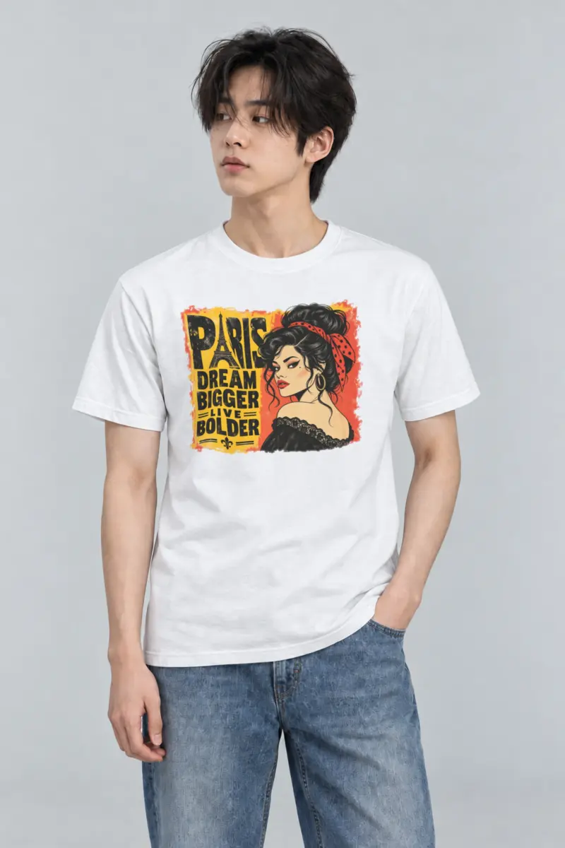 "Paris Dream Bigger" Heavyweight Unisex Crewneck T-shirt