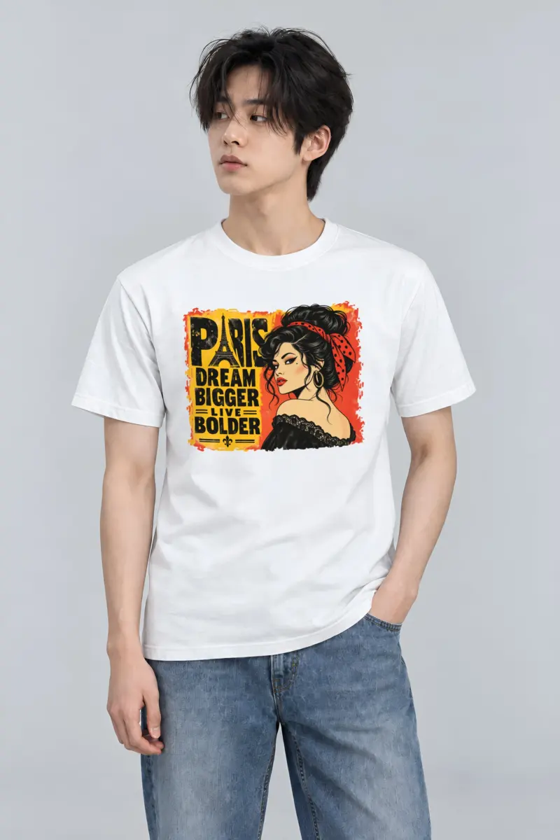 "Paris Dream Bigger" Heavyweight Unisex Crewneck T-shirt