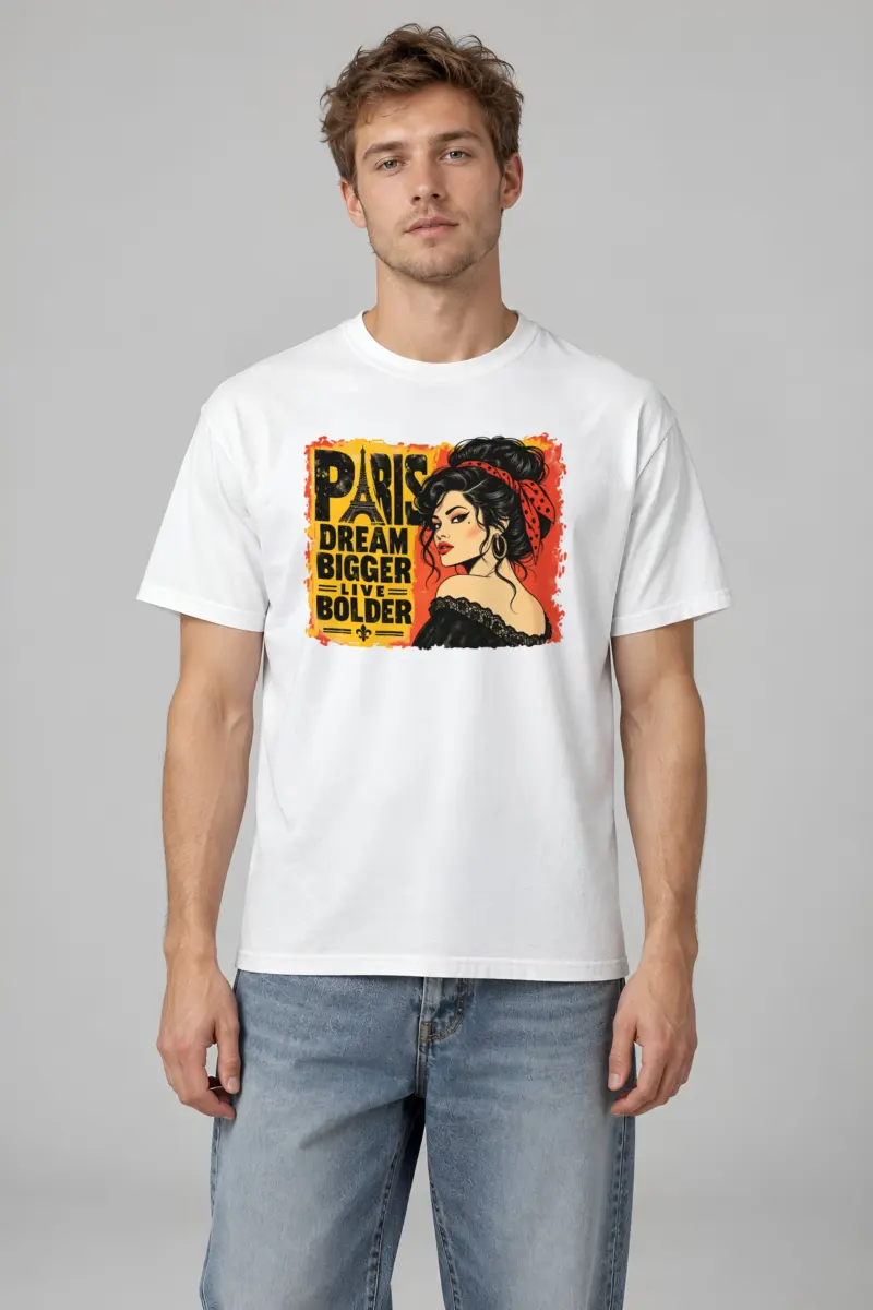 "Paris Dream Bigger" Heavyweight Unisex Crewneck T-shirt