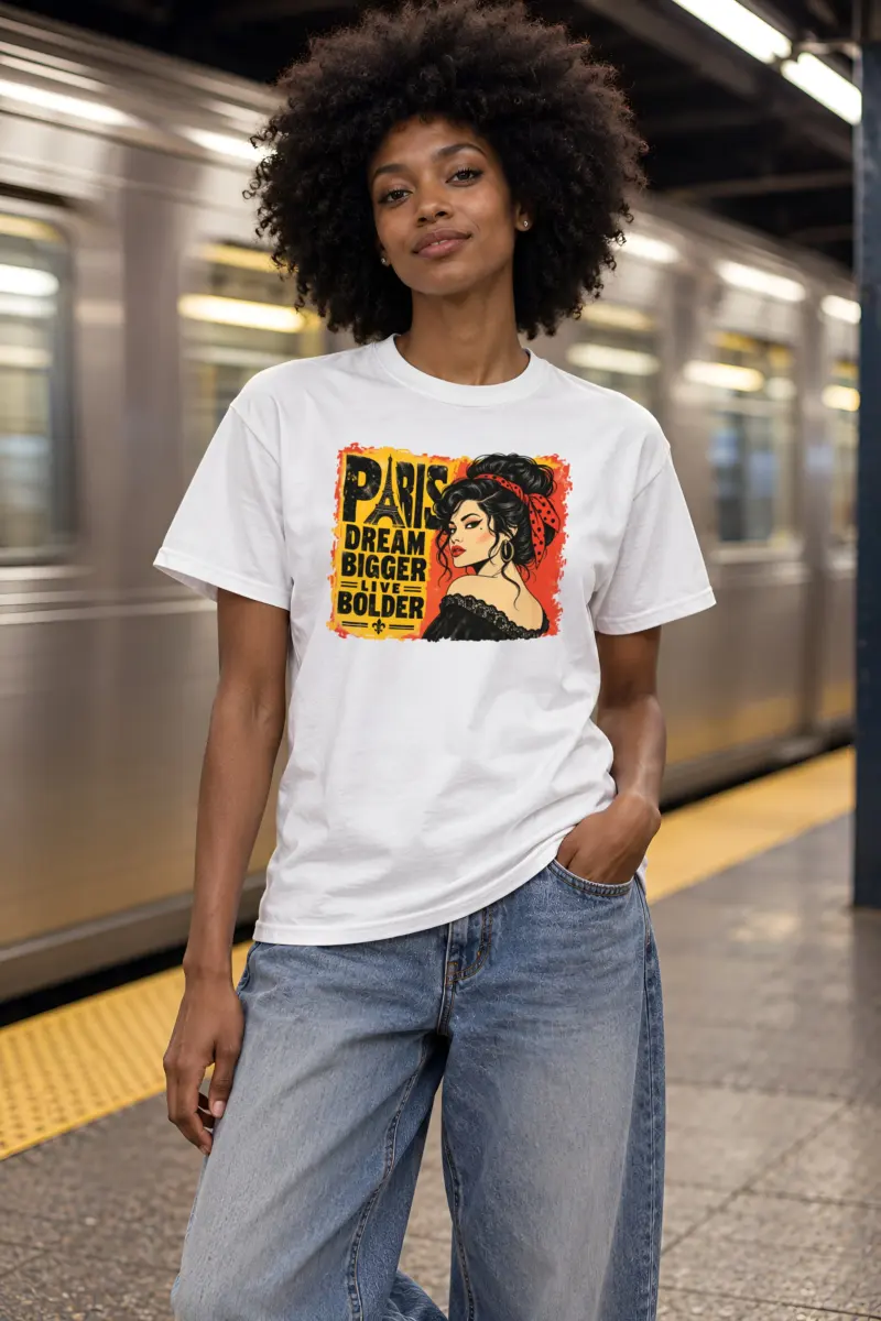 "Paris Dream Bigger" Heavyweight Unisex Crewneck T-shirt