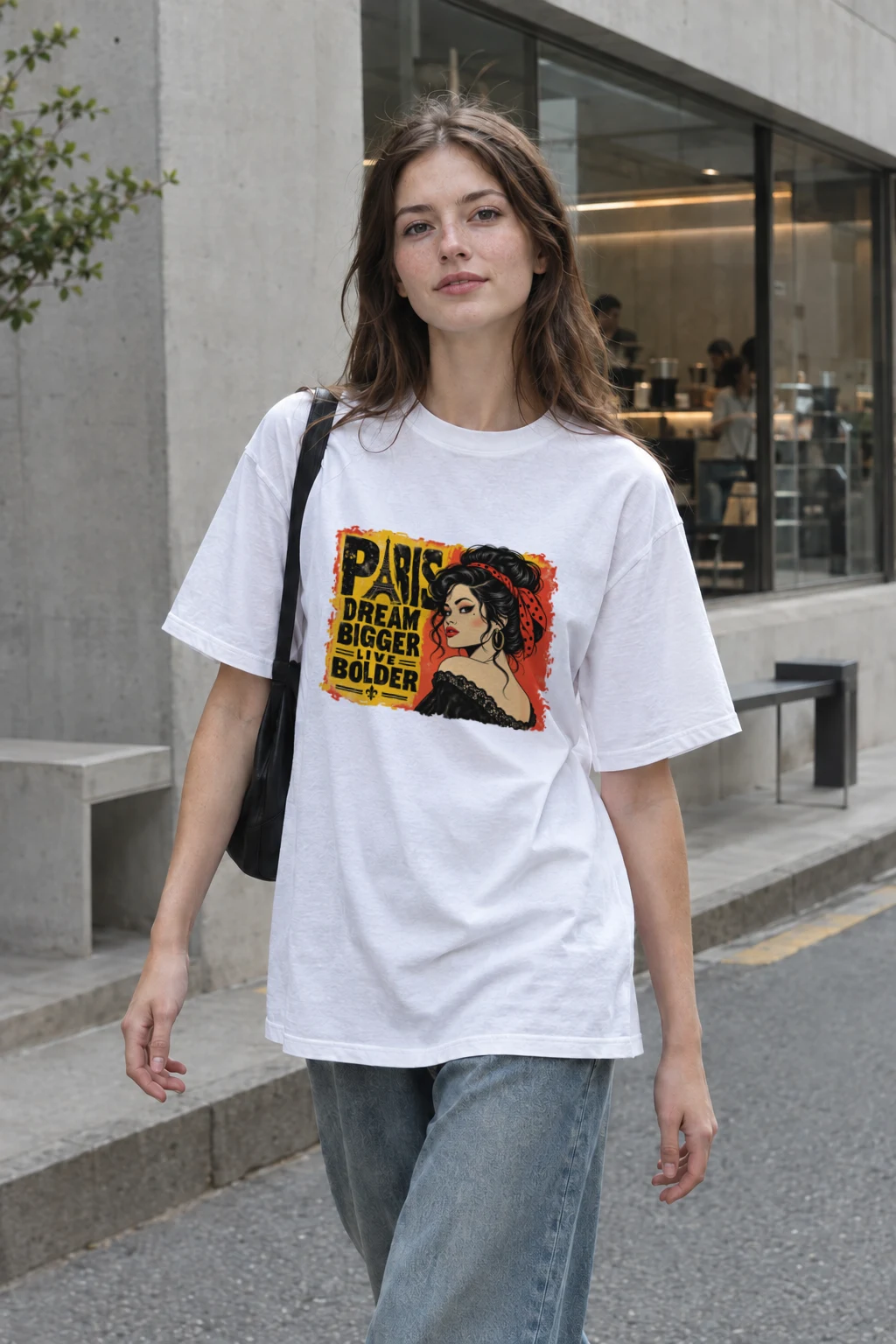 "Paris Dream Bigger" Heavyweight Unisex Crewneck T-shirt | Gildan 5000