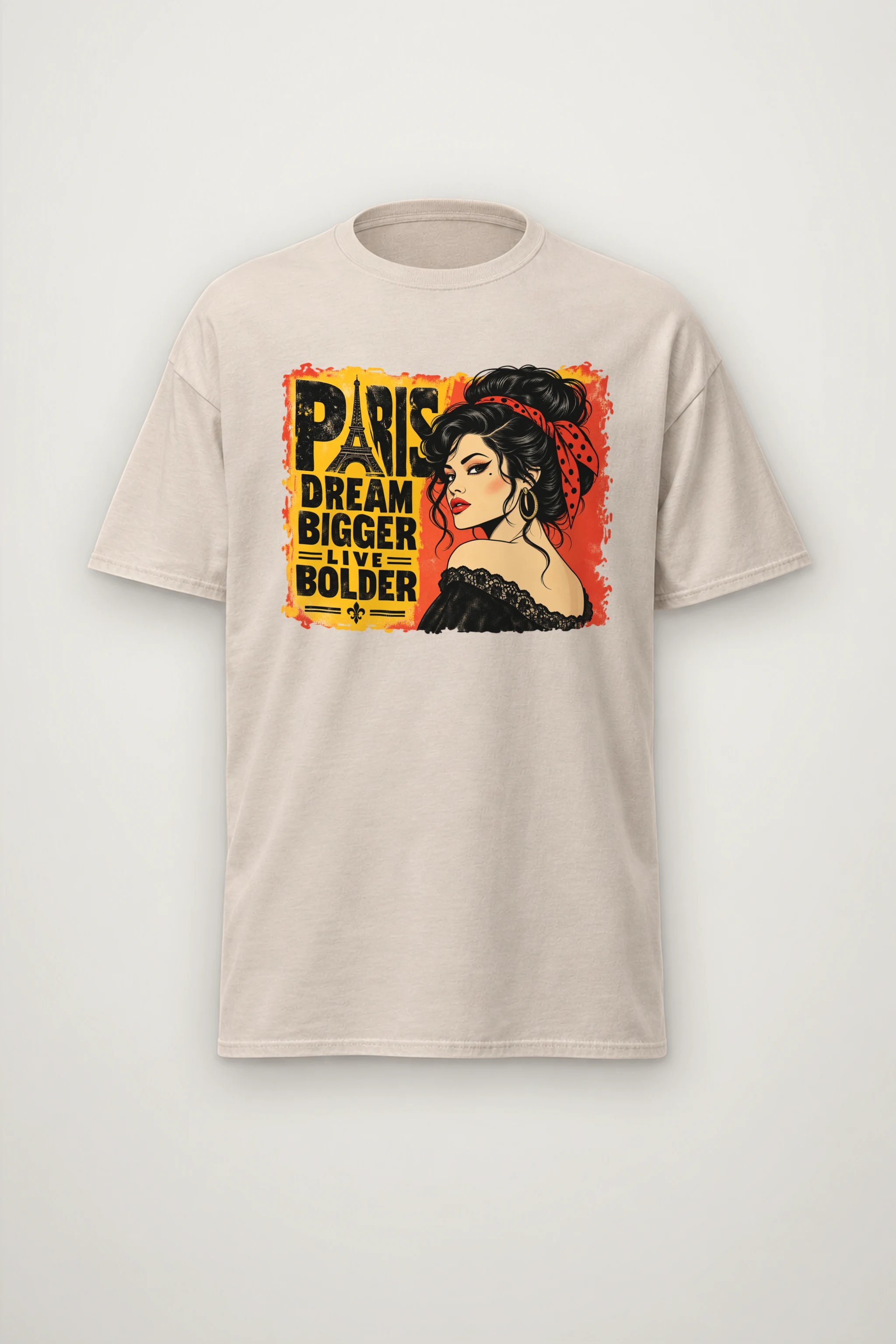"Paris Dream Bigger" Heavyweight Unisex Crewneck T-shirt