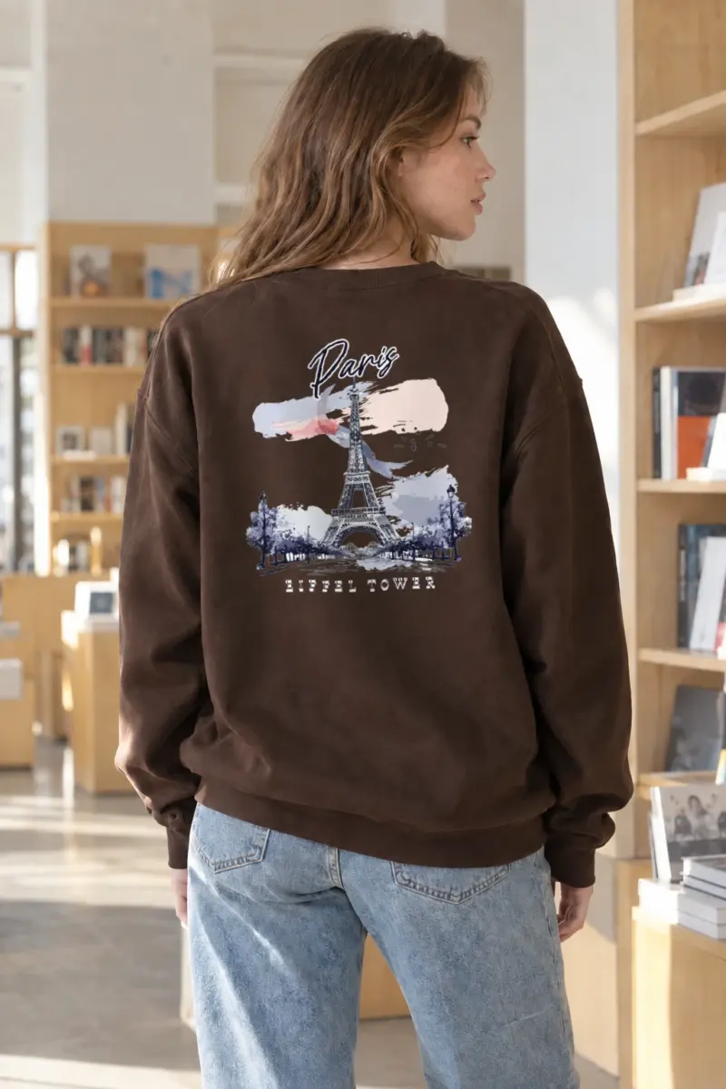 "Paris Eiffel Tower" Heavy Blend Unisex Crewneck Sweatshirt | Gildan 18000