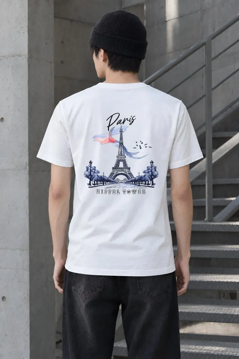 "Paris Eiffel Tower" Heavyweight Unisex Crewneck T-shirt