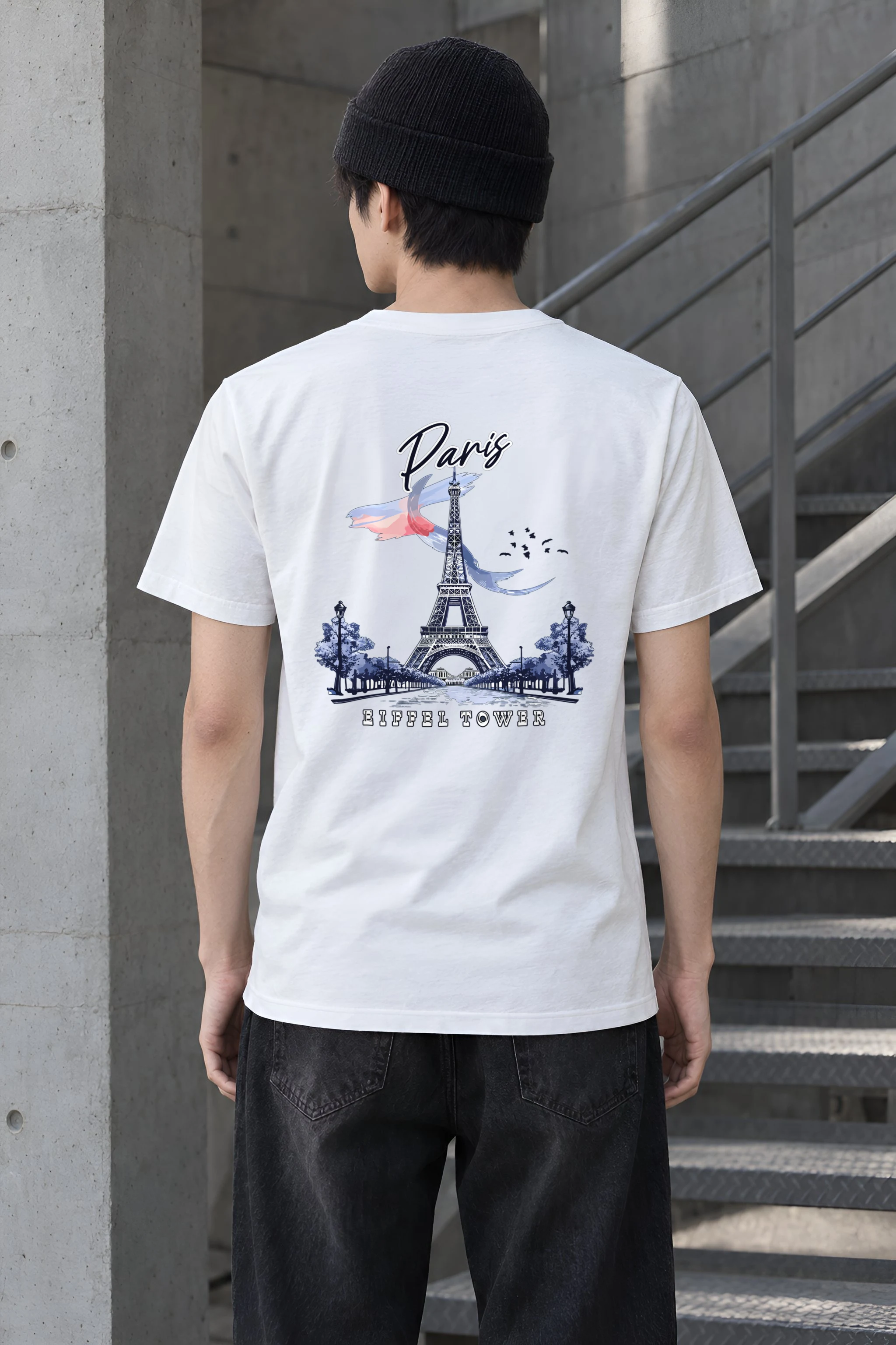 "Paris Eiffel Tower" Heavyweight Unisex Crewneck T-shirt
