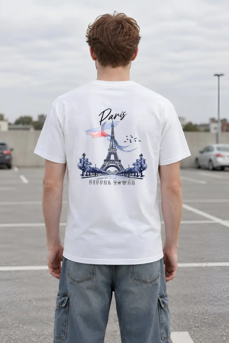 "Paris Eiffel Tower" Heavyweight Unisex Crewneck T-shirt