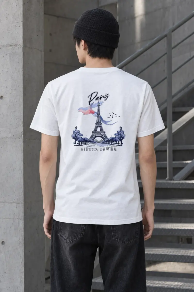 "Paris Eiffel Tower" Heavyweight Unisex Crewneck T-shirt