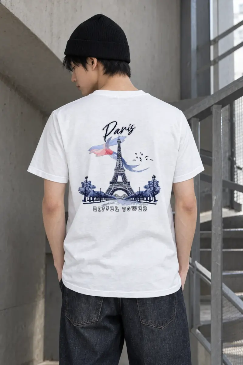 "Paris Eiffel Tower" Heavyweight Unisex Crewneck T-shirt | Gildan 5000