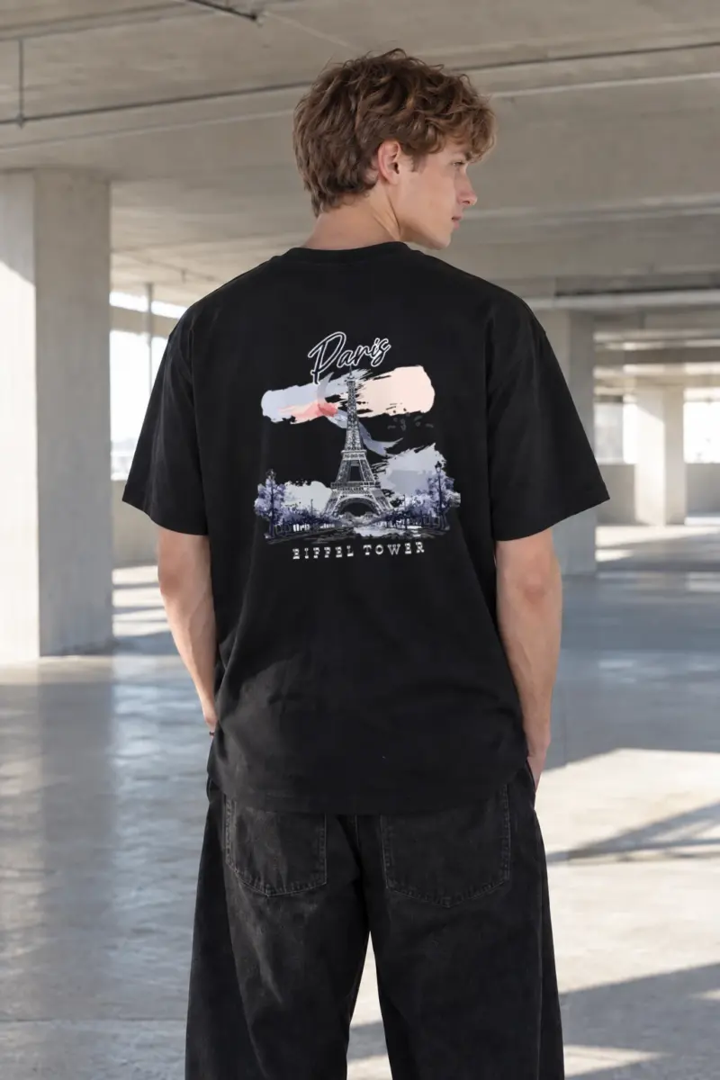“Paris Eiffel Tower” Heavyweight Unisex Crewneck T-shirt | Gildan 5000